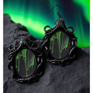 Green Slime Sludge Earrings Gooey Slimy Dripping Jewelry